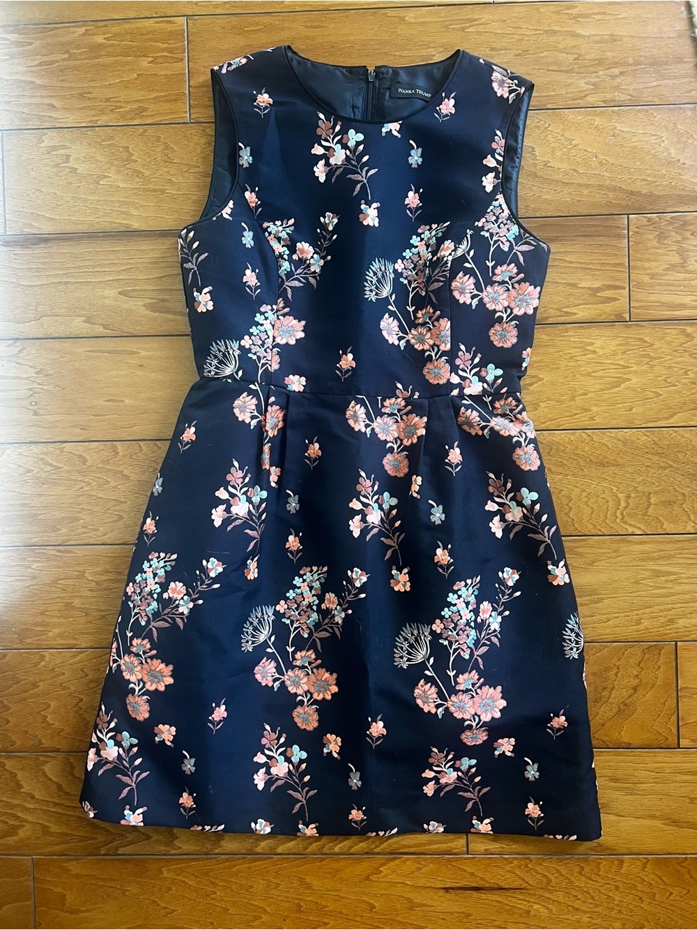 Ivanka Trump Navy Dress with Pink Floral Detail Sz 8